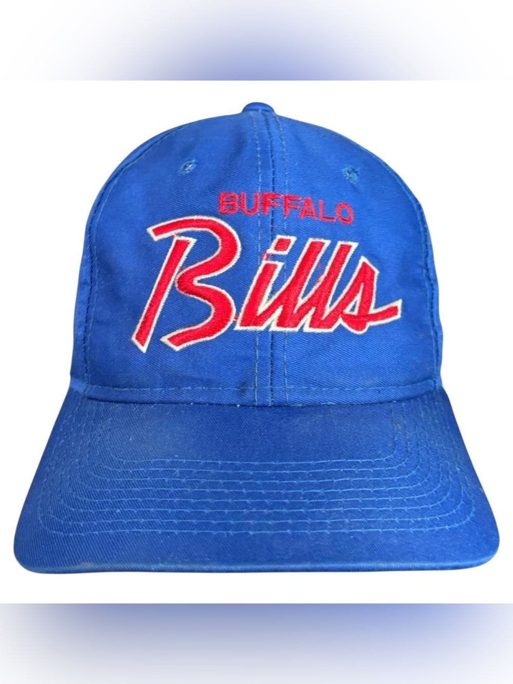 Vintage Buffalo Bills Sports Specialties Script NFL Football Snapback Hat Blue